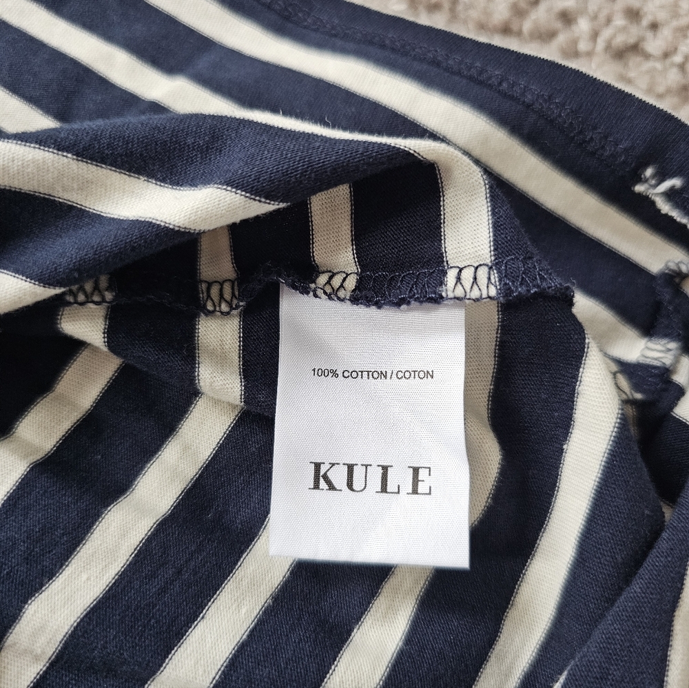 Kule - Stripe Tee Dress Navy/Cream Size Small - Picture 6 of 8